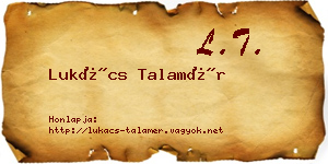 Lukács Talamér névjegykártya